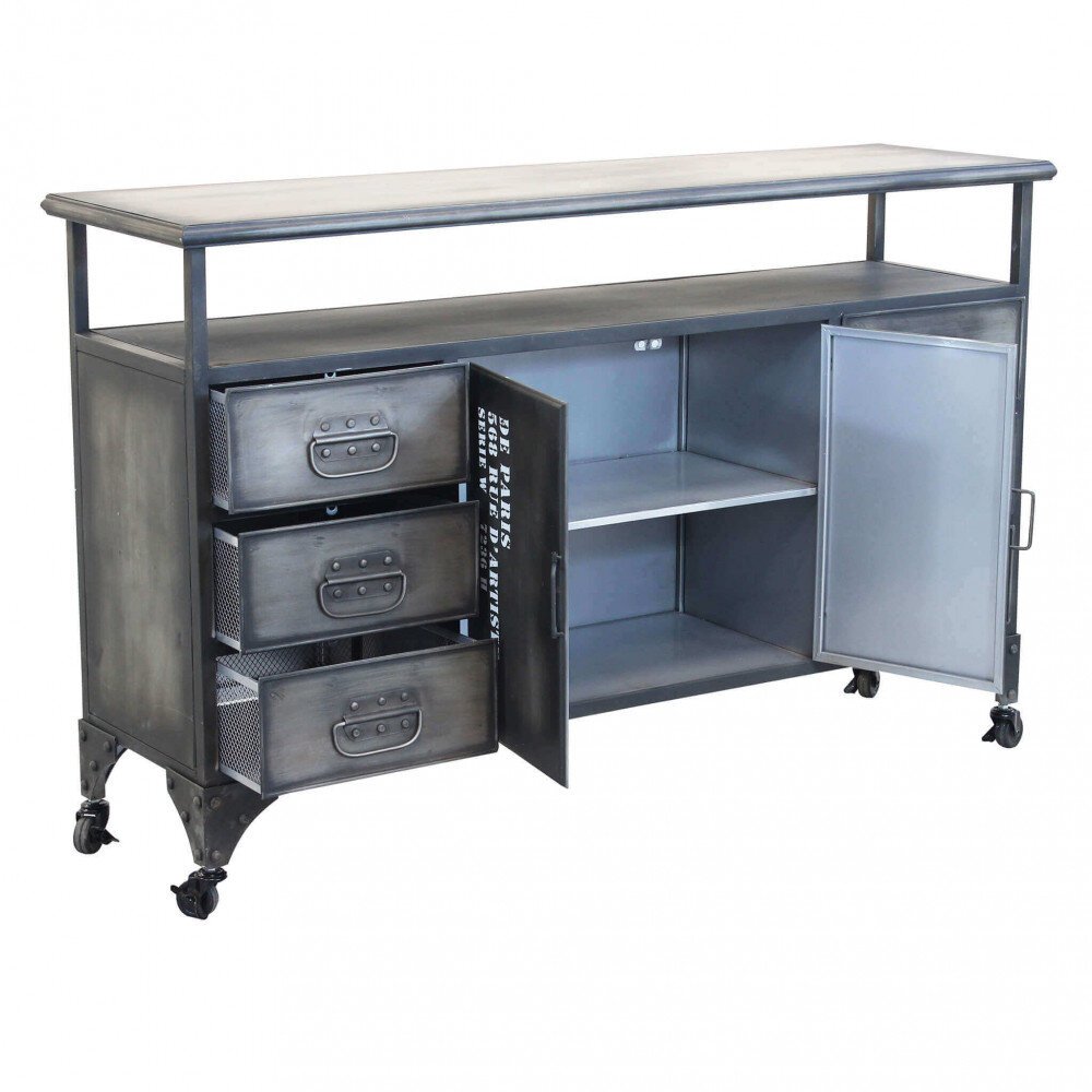Madia per soggiorno Industrial in Acciaio cm 132,5×37,5×82 – HIRAM