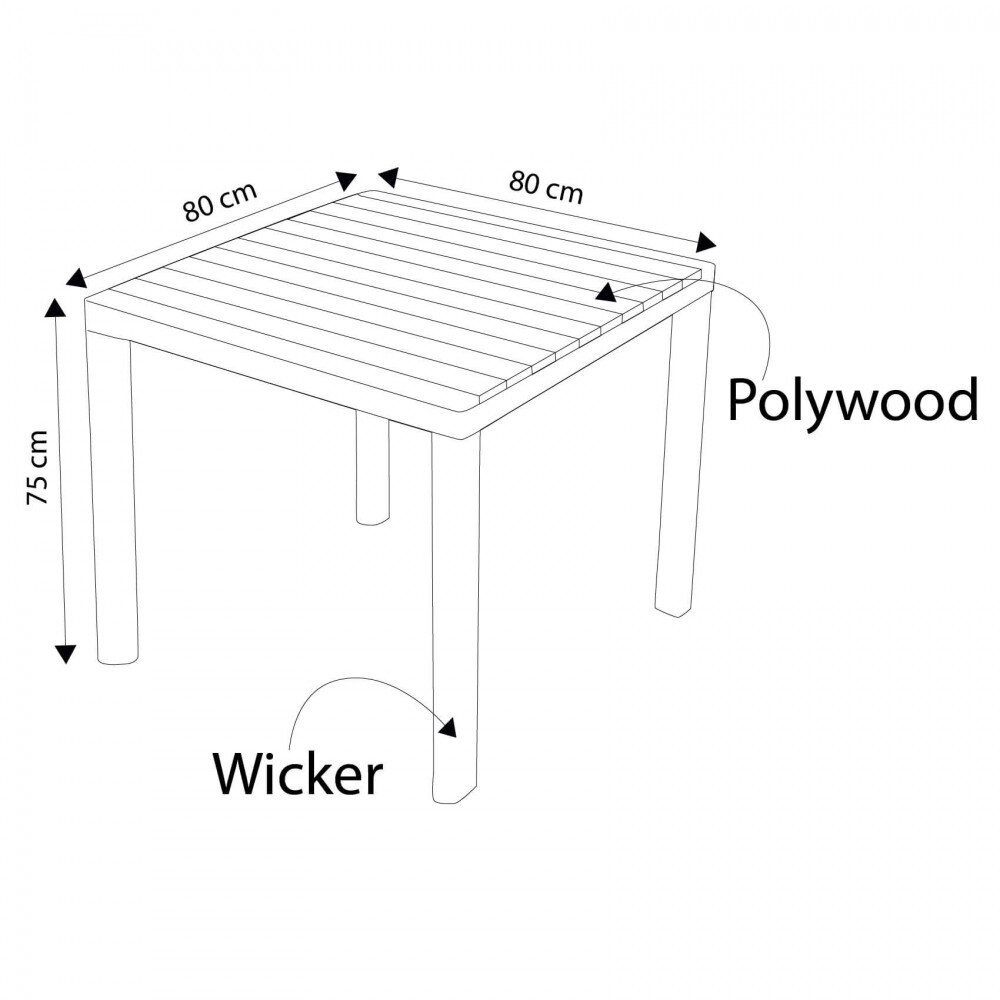 Tavolo da Giardino con Rattan Sintetico cm 80×80 – CORBIN