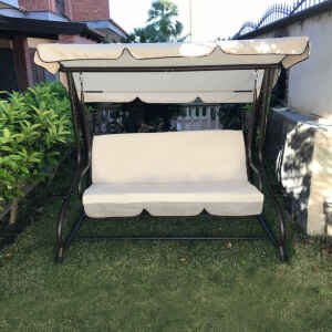 Dondolo Letto da Giardino con cuscini in Acciaio,Tessuto cm x – WAYLON