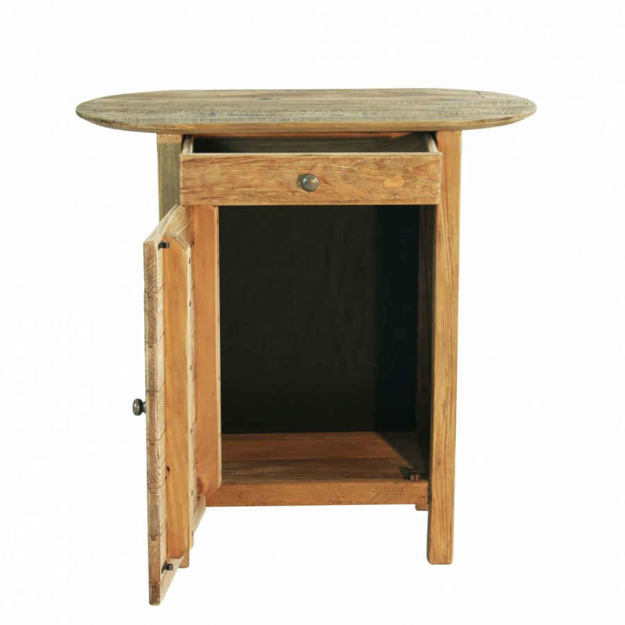 Comodino con cassettto e un anta in Pino riciclato cm 75x35x76 – WARNER