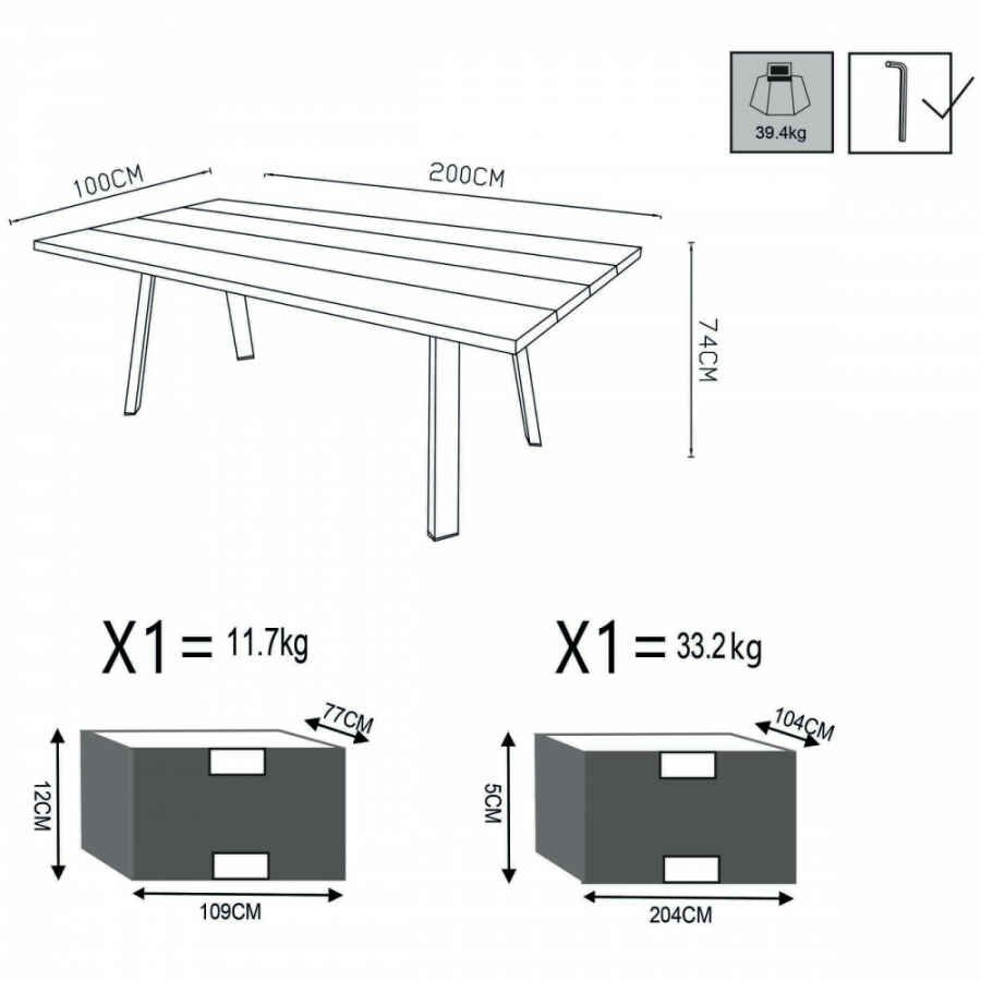 Tavolo da Giardino e piano in Teak 200×100 – MAJOR
