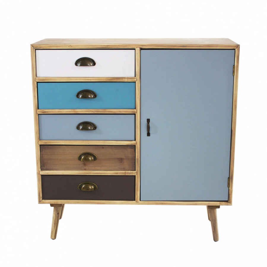 Mobiletto multicolor in Legno,MDF cm 80x35x65 – NELSON