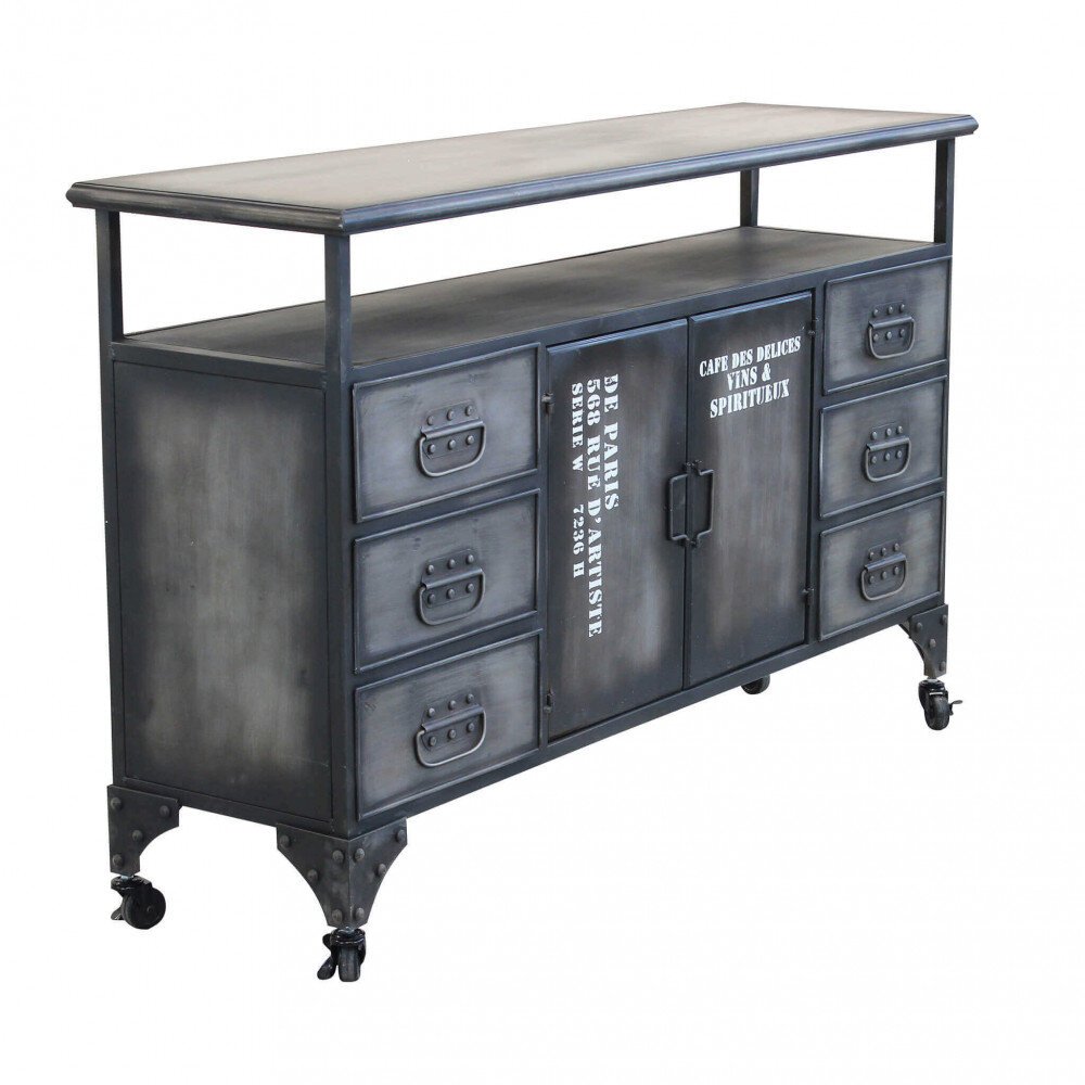 Madia per soggiorno Industrial in Acciaio cm 132,5×37,5×82 – HIRAM