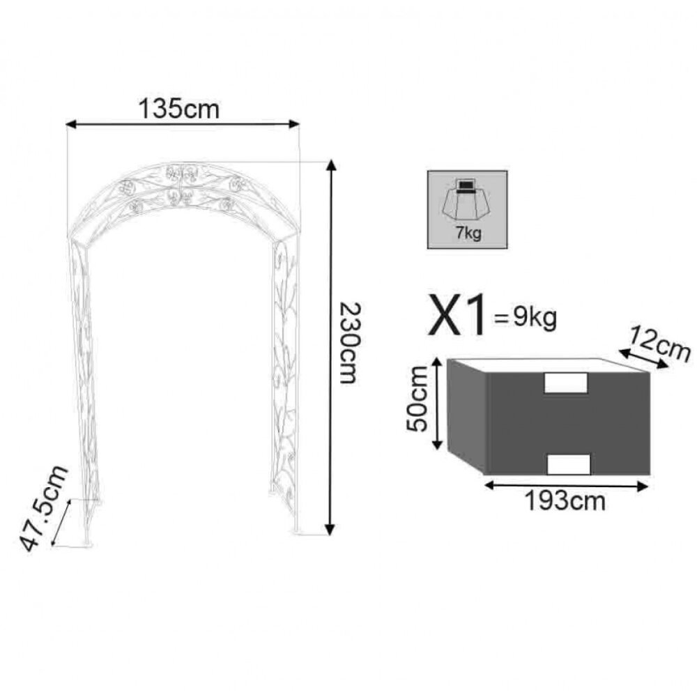 Arco da Giardino per rampicanti in Acciaio cm 135×47,5×230 – CURTIS