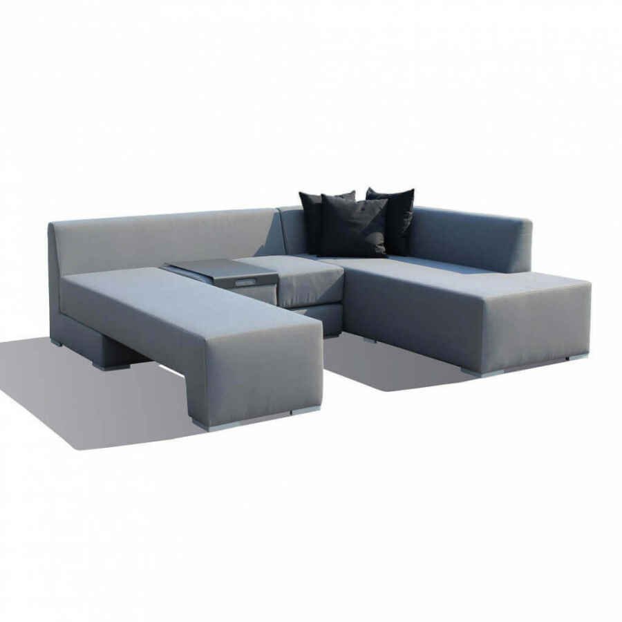 Divano da Giardino angolare con tavolino in Alluminio,Poliestere cm 150x78x69 – FORD