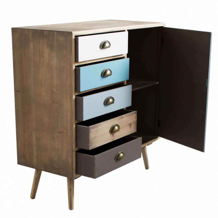 Mobiletto multicolor in Legno,MDF cm 80x35x65 – NELSON