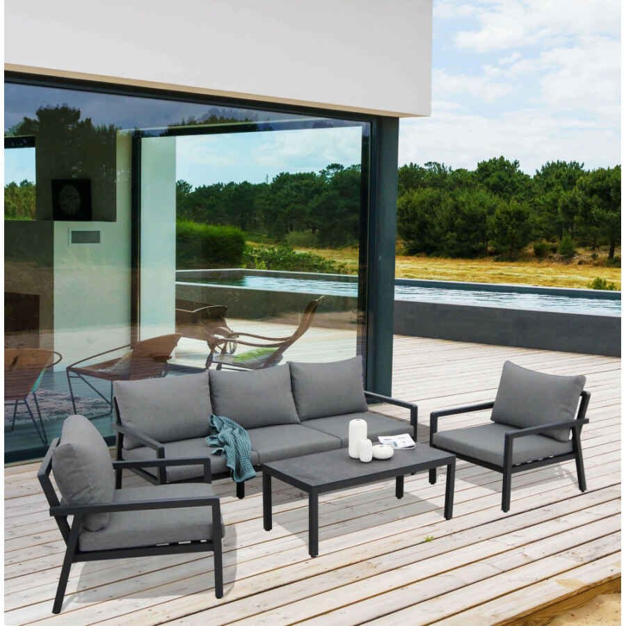 Salotto da Giardino 5 posti in Alluminio,Poliestere cm 78x85x76 – KENTON