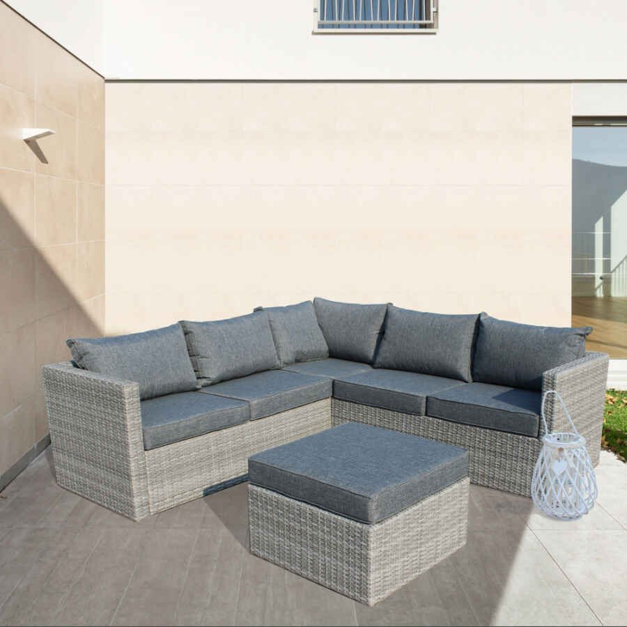 Salotto da Giardino con cuscini 4 posti in Alluminio,Wicker – DWIGHT
