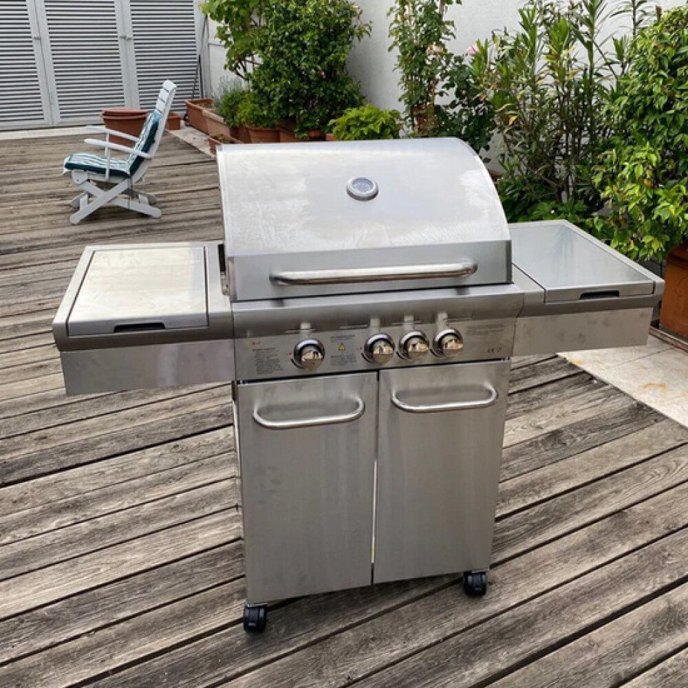 Barbecue 3 fuochi + 1 in Acciaio cm 133,5x52x114,5 – KOBE