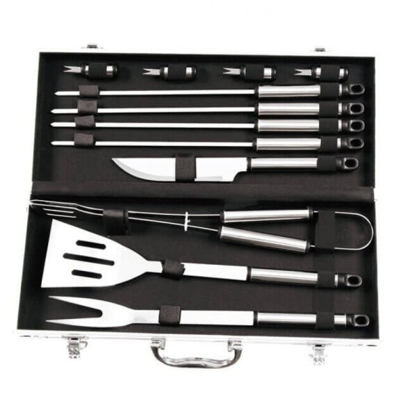 Valigetta Attrezzi per Barbecue con 14 accessori in Alluminio cm 49x26x8,5 – ELMER