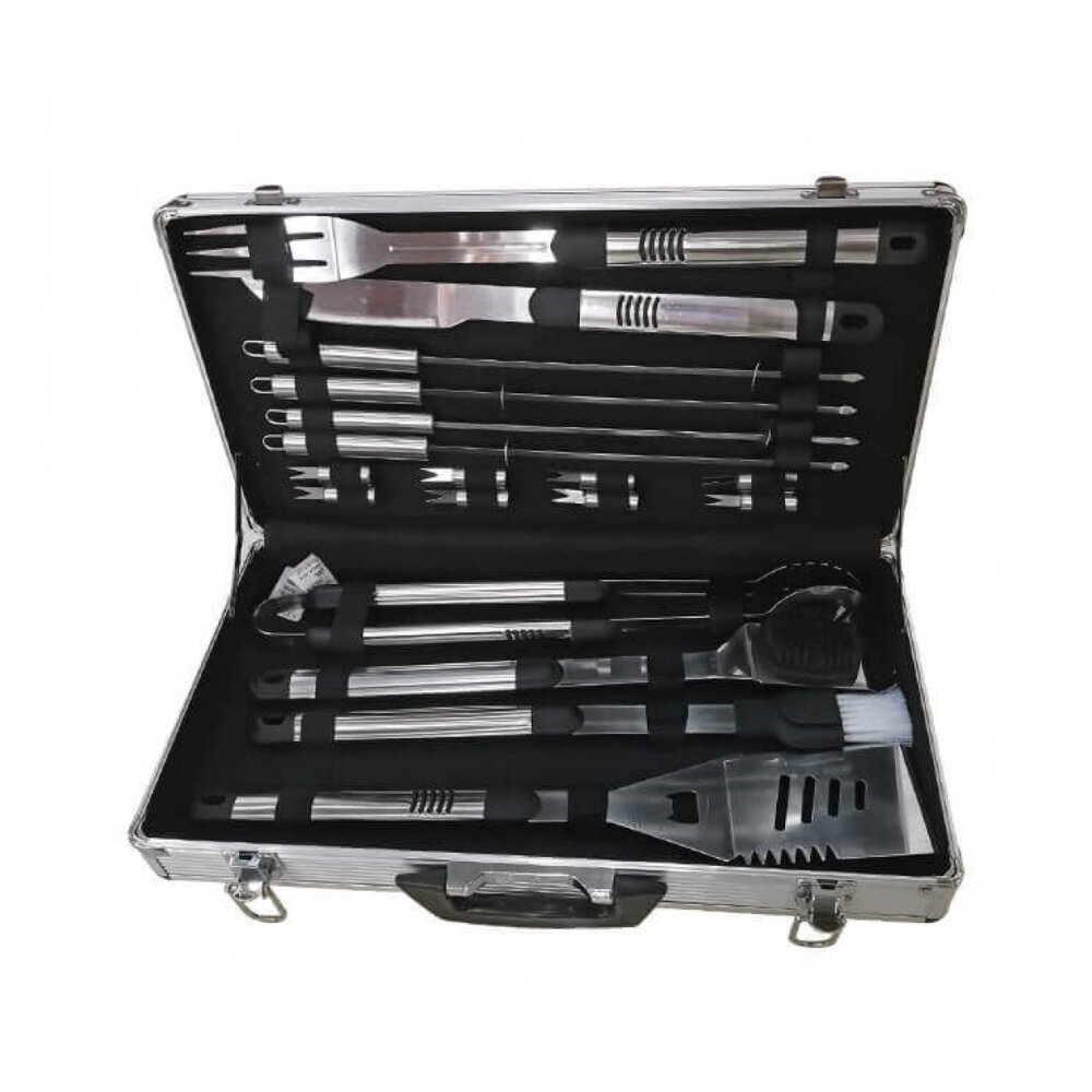 Valigetta Attrezzi per Barbecue con 18 accessori in Alluminio cm 49x26x8,5 – PEARCE