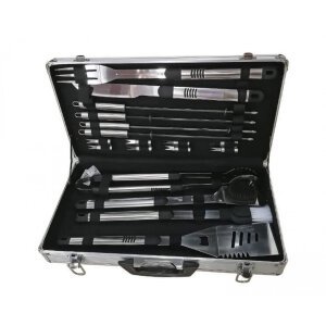 Valigetta Attrezzi per Barbecue con 18 accessori in Alluminio cm 49x26x8,5 – PEARCE