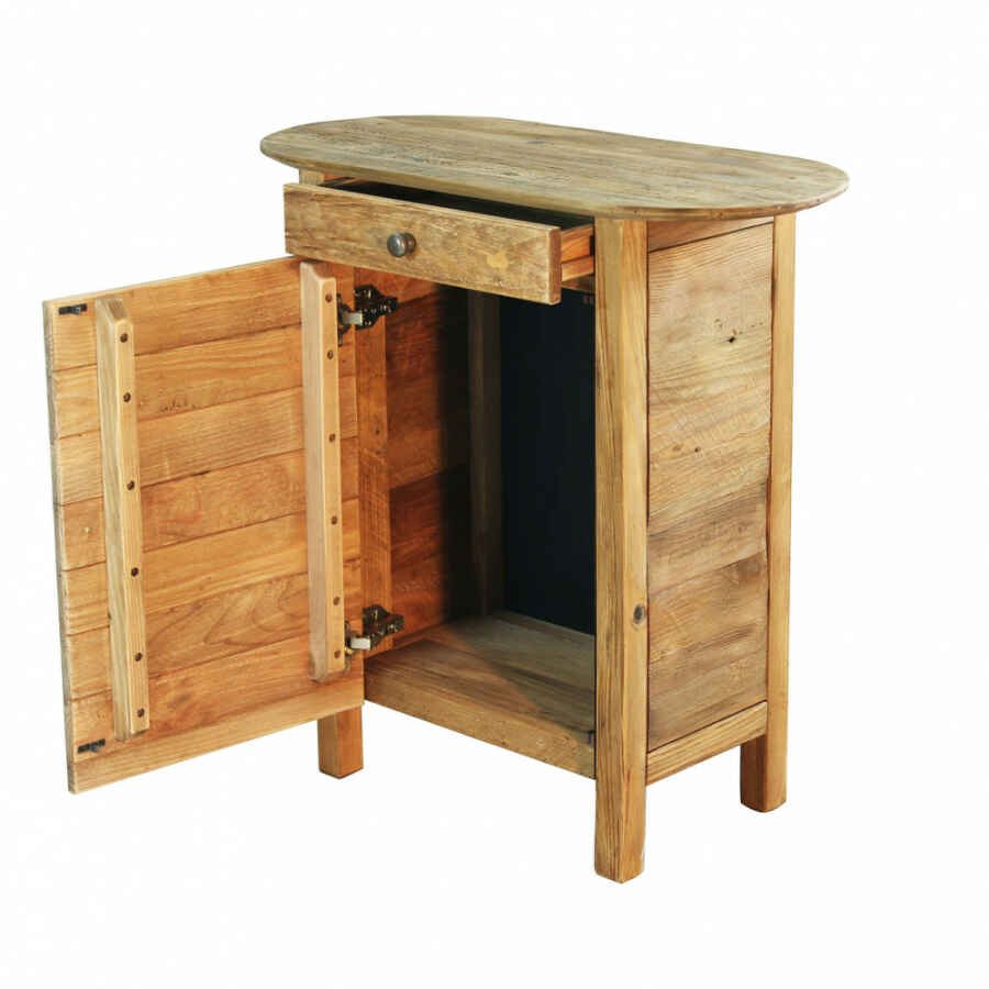 Comodino con cassettto e un anta in Pino riciclato cm 75x35x76 – WARNER