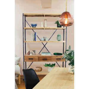 Libreria Industrial in Legno,Metallo cm 114,3×46,5×136 – COLIN