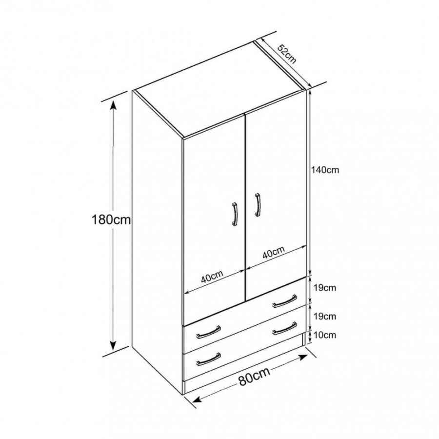 Armadio due ante in Truciolare cm 77x50x180 – COLE