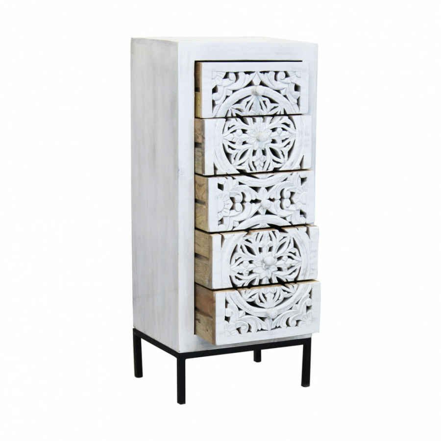 Cassettiera con decoro 5 cassetti in Legno,Metallo cm 45x35x105 – KONNOR