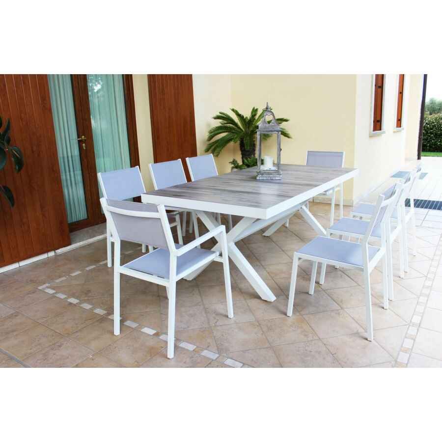 Tavolo da Giardino piano in Ceramica in Alluminio,Gress cm 200x100x75 – SALLY