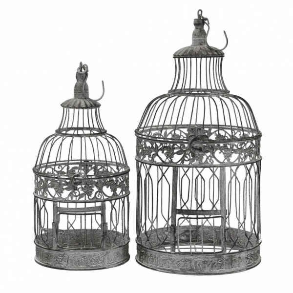 Set di 2 gabbie rotonde bianco ossidato in Acciaio cm 25x25x59 – NARDI