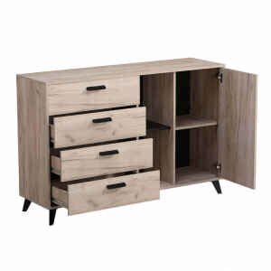 madia quattro cassetti un anta moderna minimal in legno cm 137,5 x 40 x 90,5 h – FRANCI