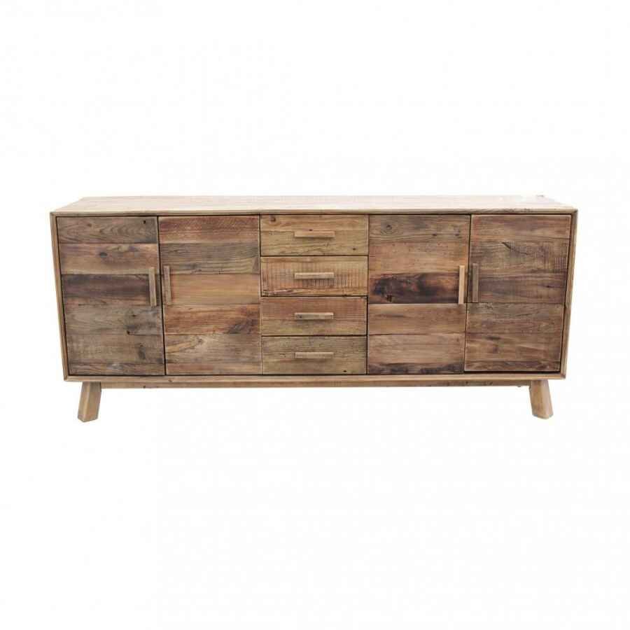 Madia con 4 ante e 4 cassetti in Pino riciclato cm 200x48x85 – PINE