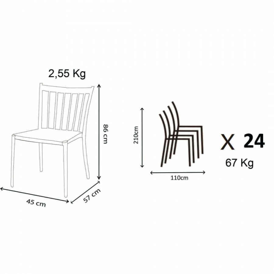 Sedia da Giardino Impilabile in Alluminio,Wicker cm 46x57x86 – BURTON