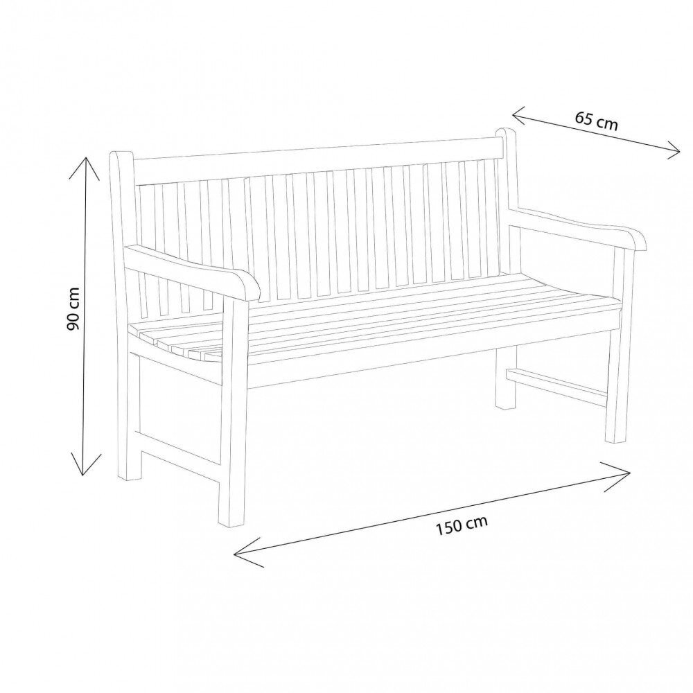 Panca da Giardino 3 posti in Legno,Teak cm 150x65x90 – DRISKOLL