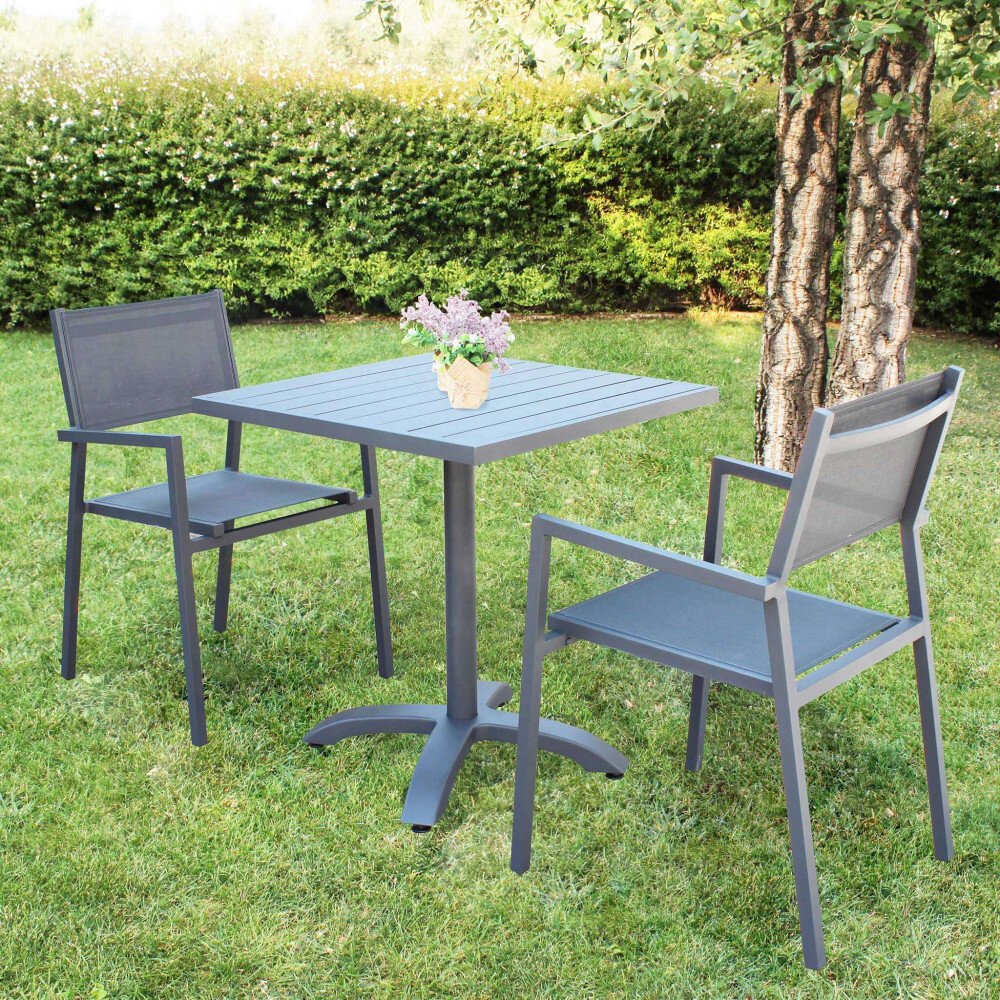 Poltrona da Giardino Impilabile in Alluminio,Textilene cm 55x57x85 – LEX