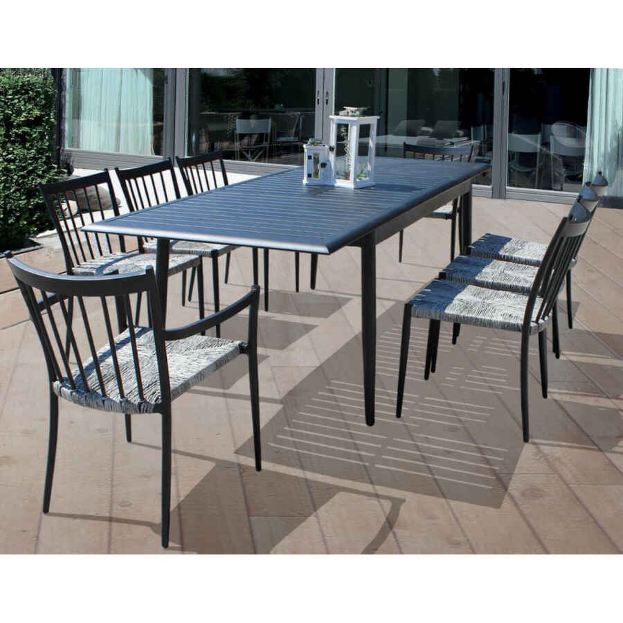 Poltrona da Giardino Impilabile in Alluminio,Wicker cm 55x57x86 – BURTON