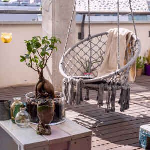 Sedia Sospesa Rotonda con cuscino in Metallo cm 80x80x120 – LORENNE