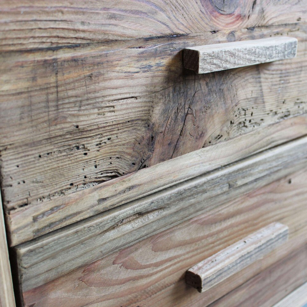 Cassettiera con 6 cassetti in Pino riciclato cm 102,6x48x85 – PINE