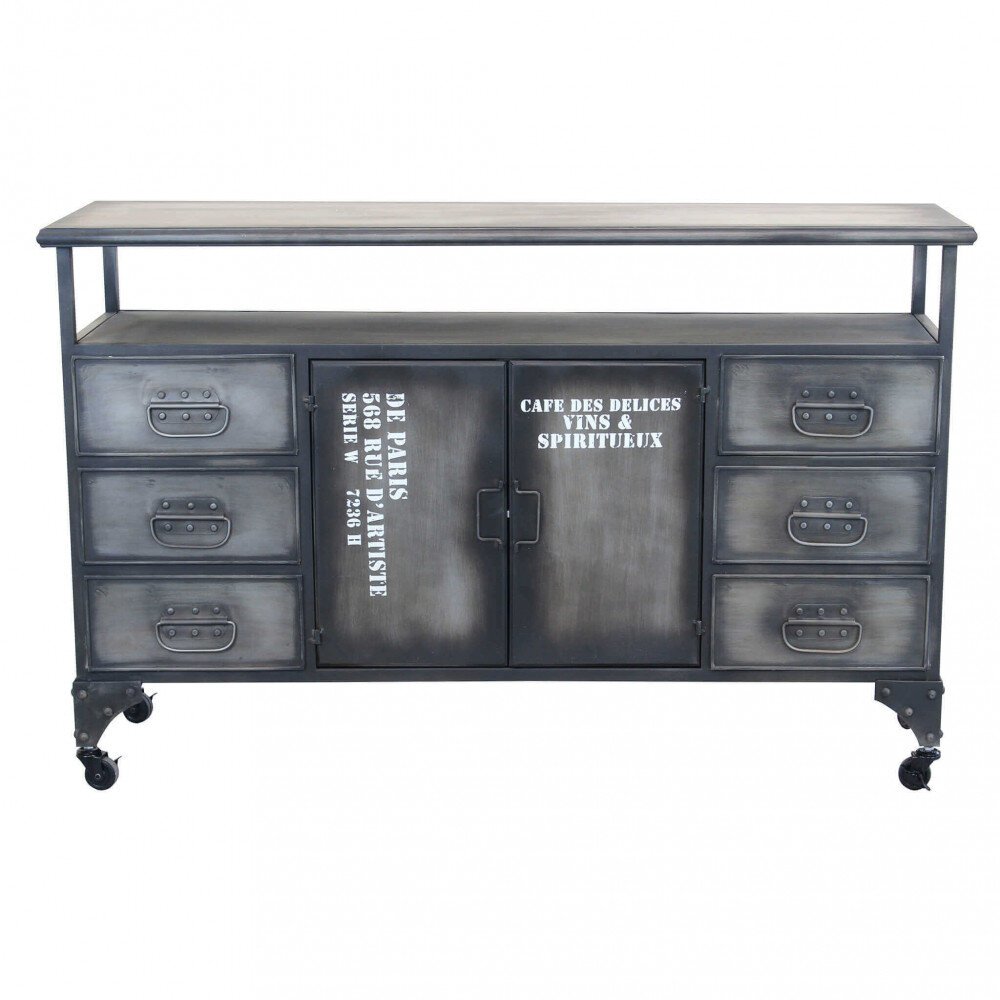Madia per soggiorno Industrial in Acciaio cm 132,5×37,5×82 – HIRAM