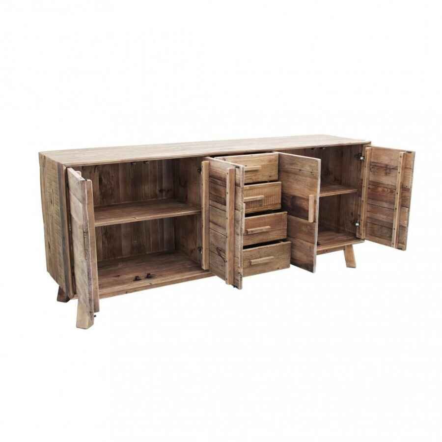 Madia con 4 ante e 4 cassetti in Pino riciclato cm 200x48x85 – PINE