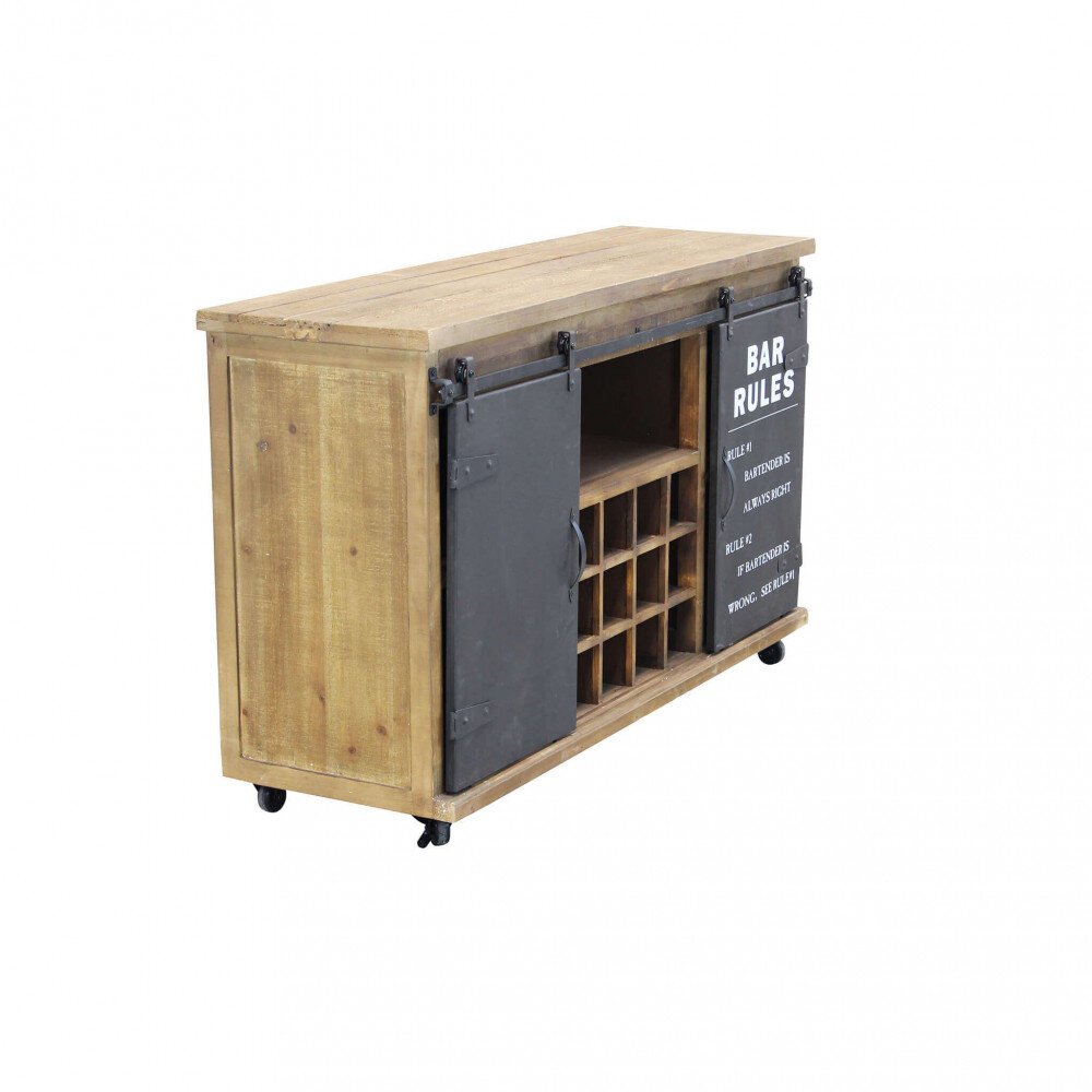 Madia con portabottiglie in Legno,Acciaio cm 123x41x74 – LUCIUS