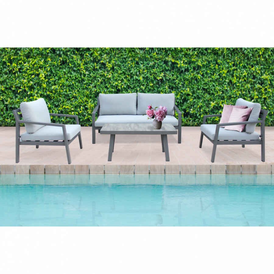 salotto da giardino in alluminio 4 posti D.150x75x75/P.69x75x75/T.100x50x45 – NAILO