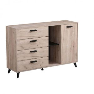 madia quattro cassetti un anta moderna minimal in legno cm 137,5 x 40 x 90,5 h – FRANCI