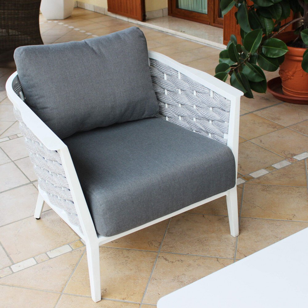 Salotto da Giardino con cuscini 4 posti in Alluminio,Corda – JOHNATHON