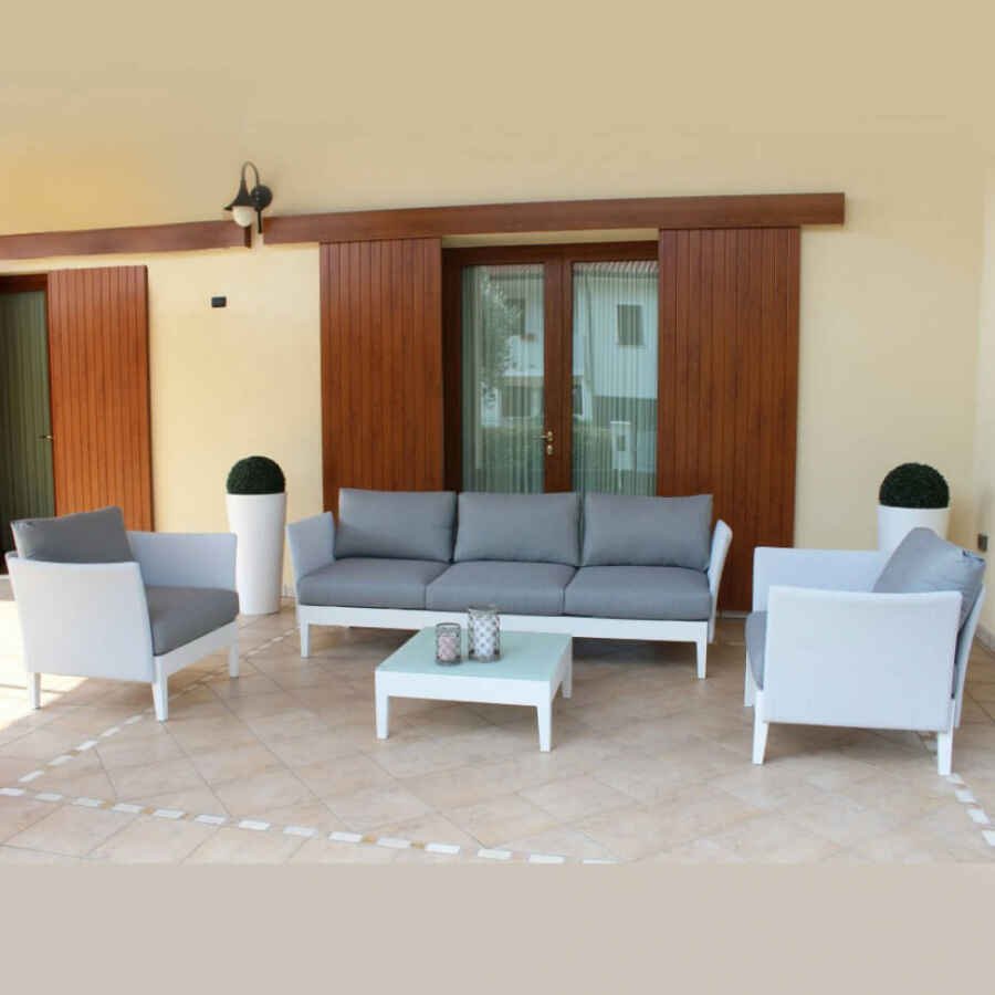 Salotto da Giardino con cuscini 5 posti in Alluminio,Textilene – LOVEL