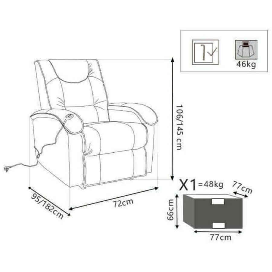 Poltrona massaggiante alzapersona in Ecopelle cm 72x95x106 – PEACE