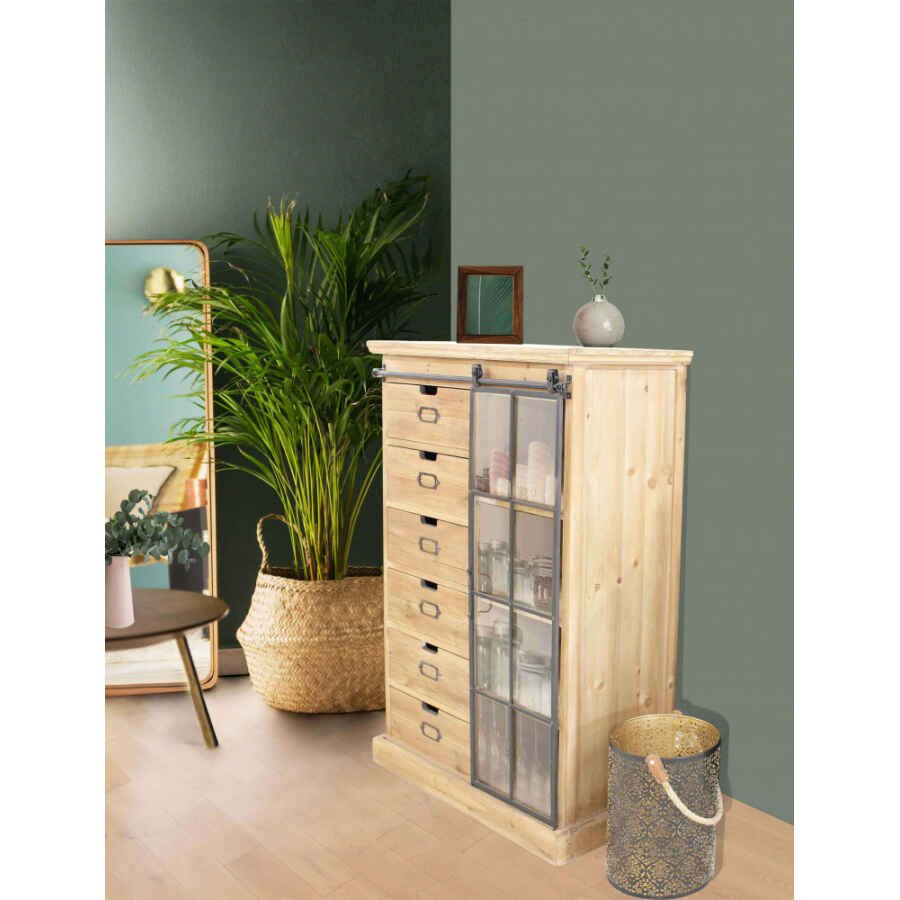 Cassettiera con anta scorrevole in Legno,Metallo cm 82×39,5×123 – BRENNAN