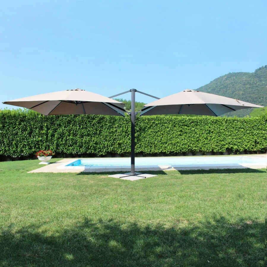 Ombrellone doppio da Giardino 3×3 in alluminio,poliestere – DUBLE