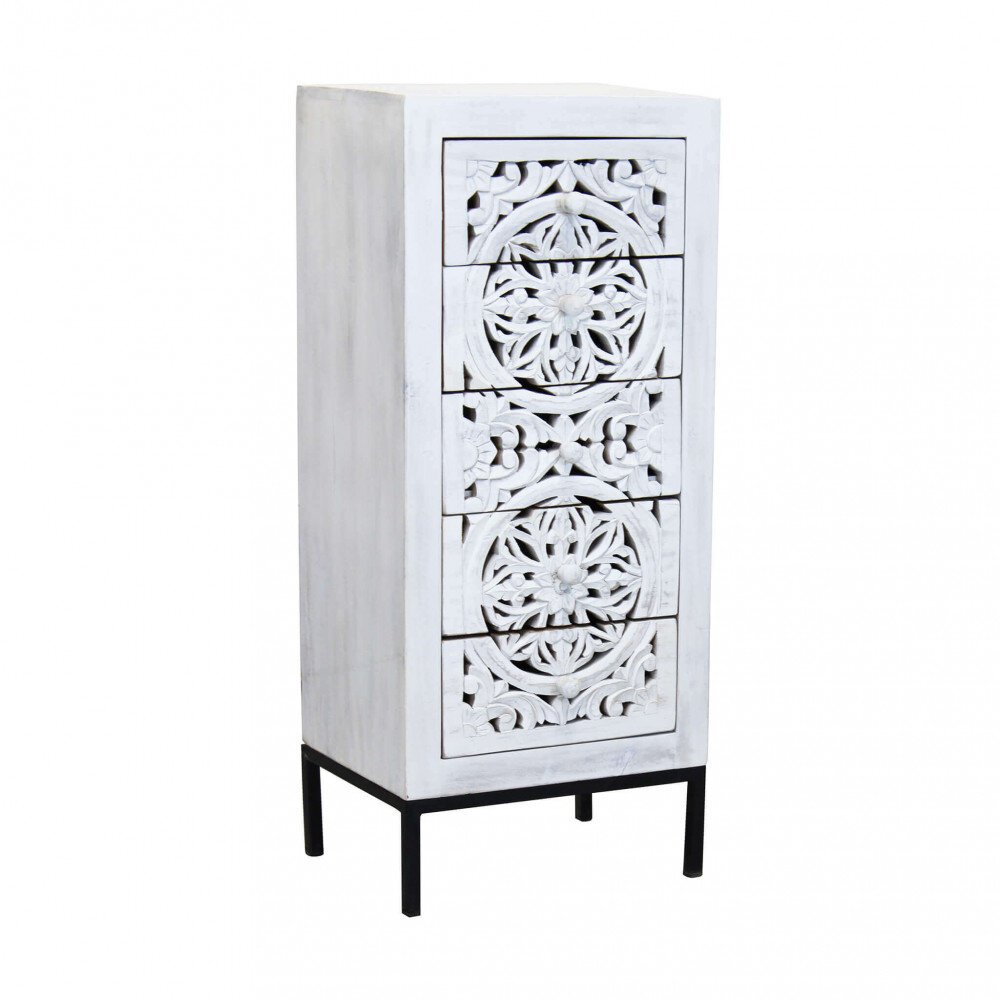 Cassettiera con decoro 5 cassetti in Legno,Metallo cm 45x35x105 – KONNOR