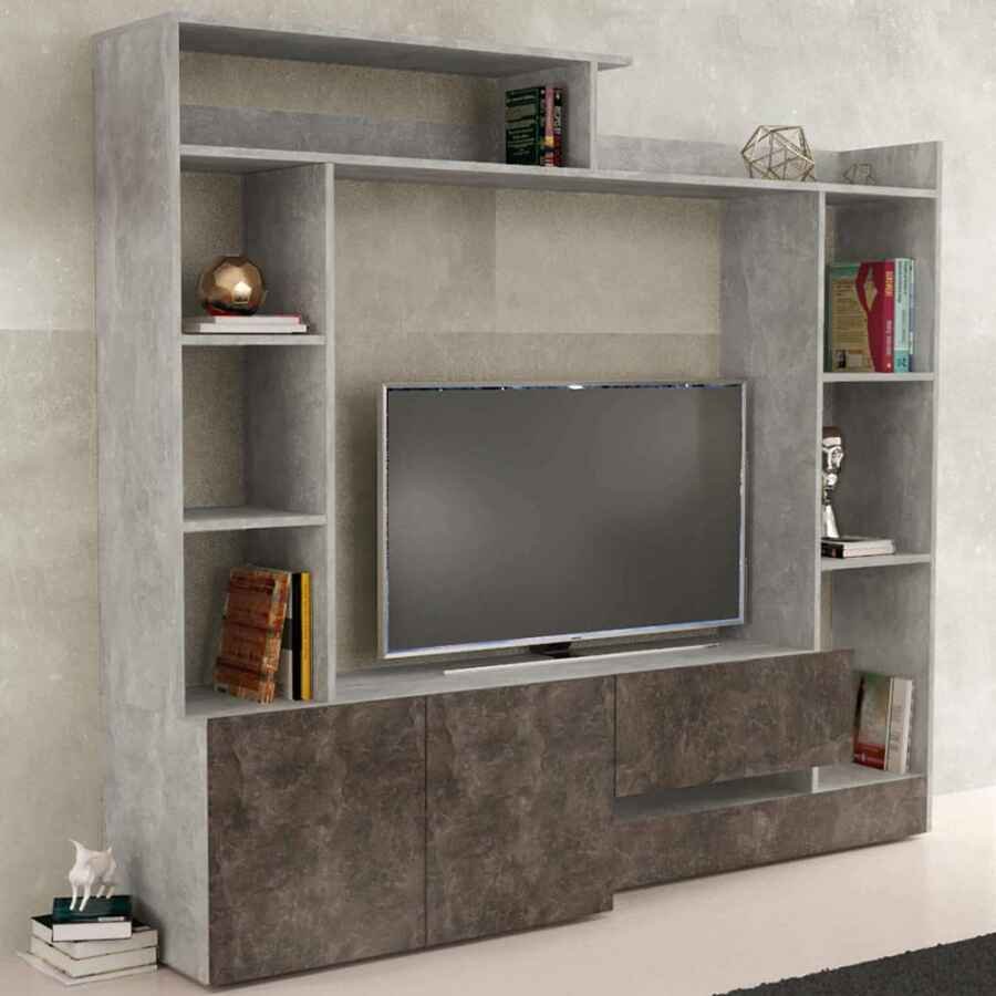 Parete Attrezzata per Soggiorno in Truciolare cm 180x40x165 – THEO