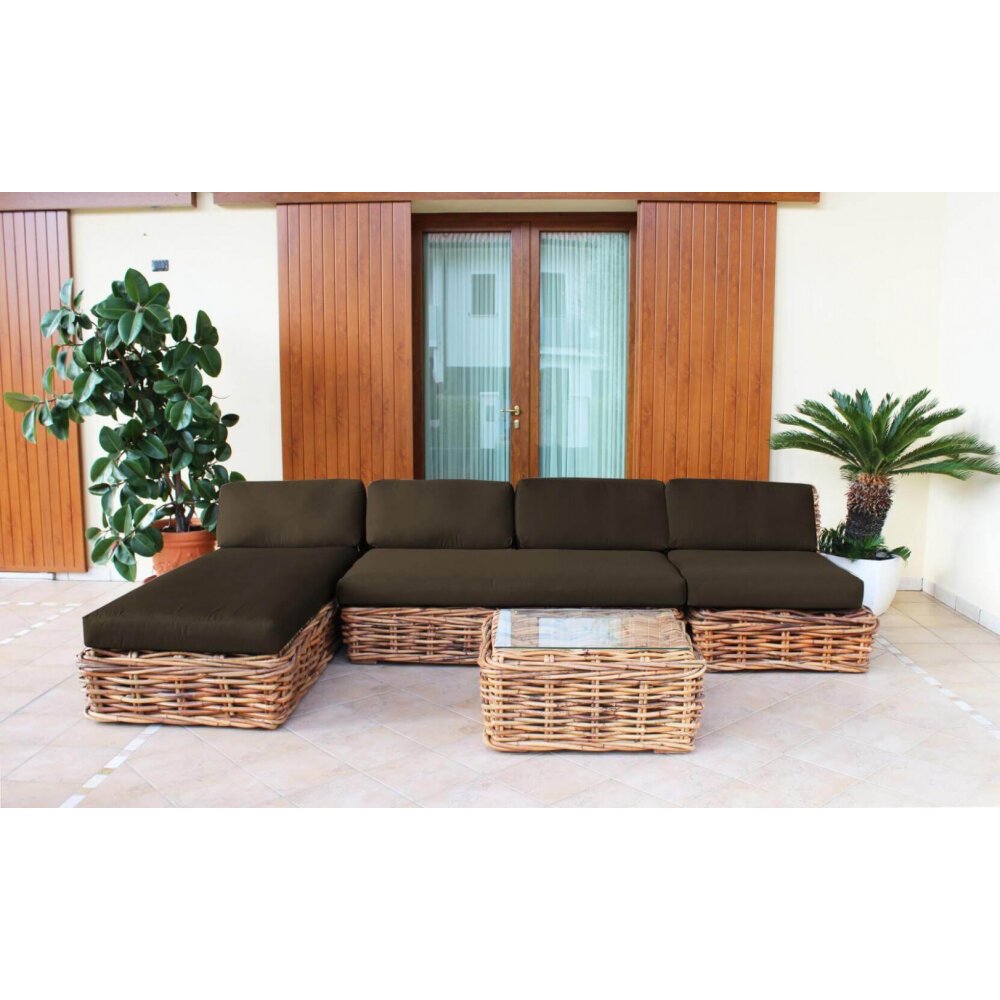 Tavolino intreccio in rattan naturale piano in vetro in Rattan naturale,Vetro – NATUR