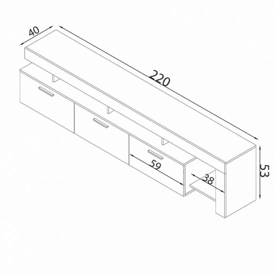 Porta tv di design con 3 cassetti in Truciolare cm 220x40x52 – WALDO