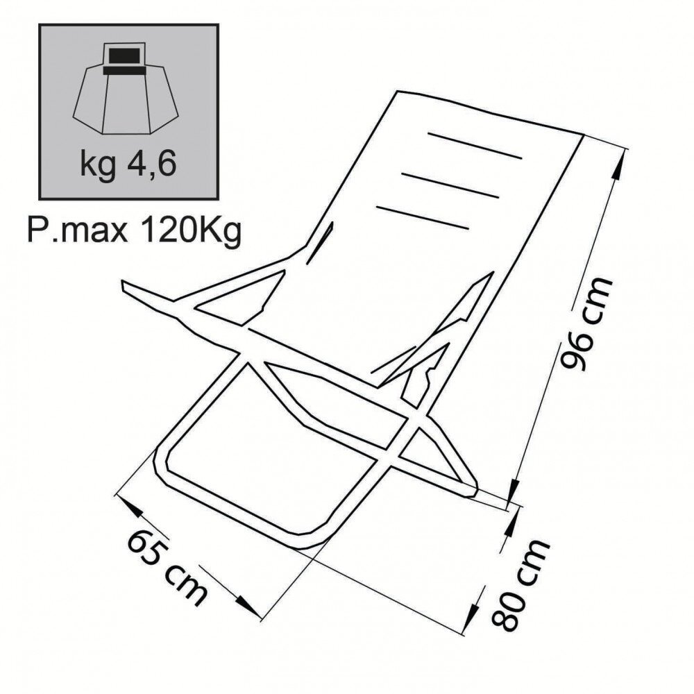 Sdraio mare prendisole Pieghevole in Acciaio,PVC cm 65x80x96 – CANA
