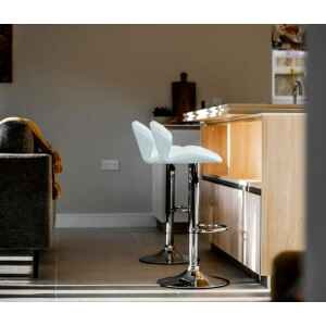 Sgabello Moderno per Sala da Pranzo in Ecopelle,Metallo cm 48x44x106 – PETER