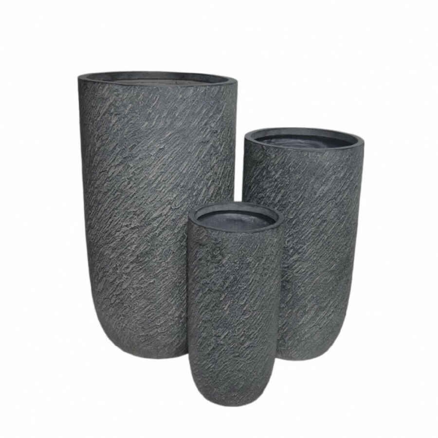 Set di 3 vasi in Fibra di argilla cm 44x44x79 – NINE
