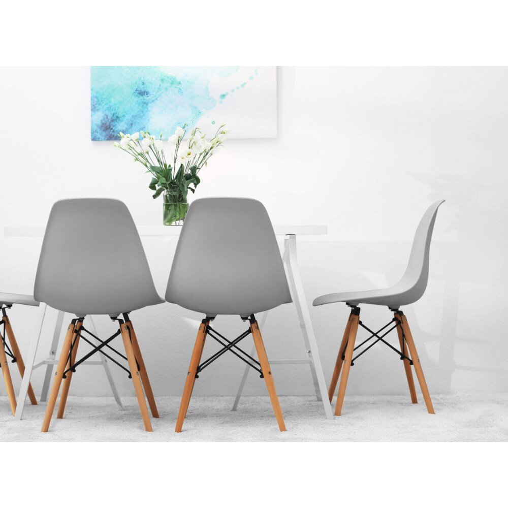 Sedia per Sala da Pranzo scandinava in Legno,Acciaio,Plastica cm 53x47x82 – NOAH