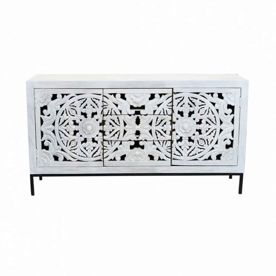 Madia con decoro 2 ante 3 cassetti in Legno,Metallo cm 150x40x80 – KONNOR