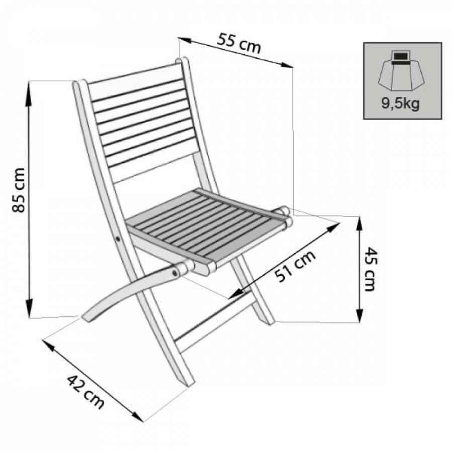 Sedia da Giardino Pieghevole in Legno,Teak cm 42x51x85 – THOR